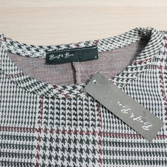 NWT BRIT & BRI gray houndstooth cropped sleeve a-line girls dress - Picture 7 of 10